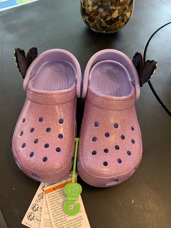 CROCS Other - Kids Glitter Lavender Clog Sandals with Butterfly Charms
